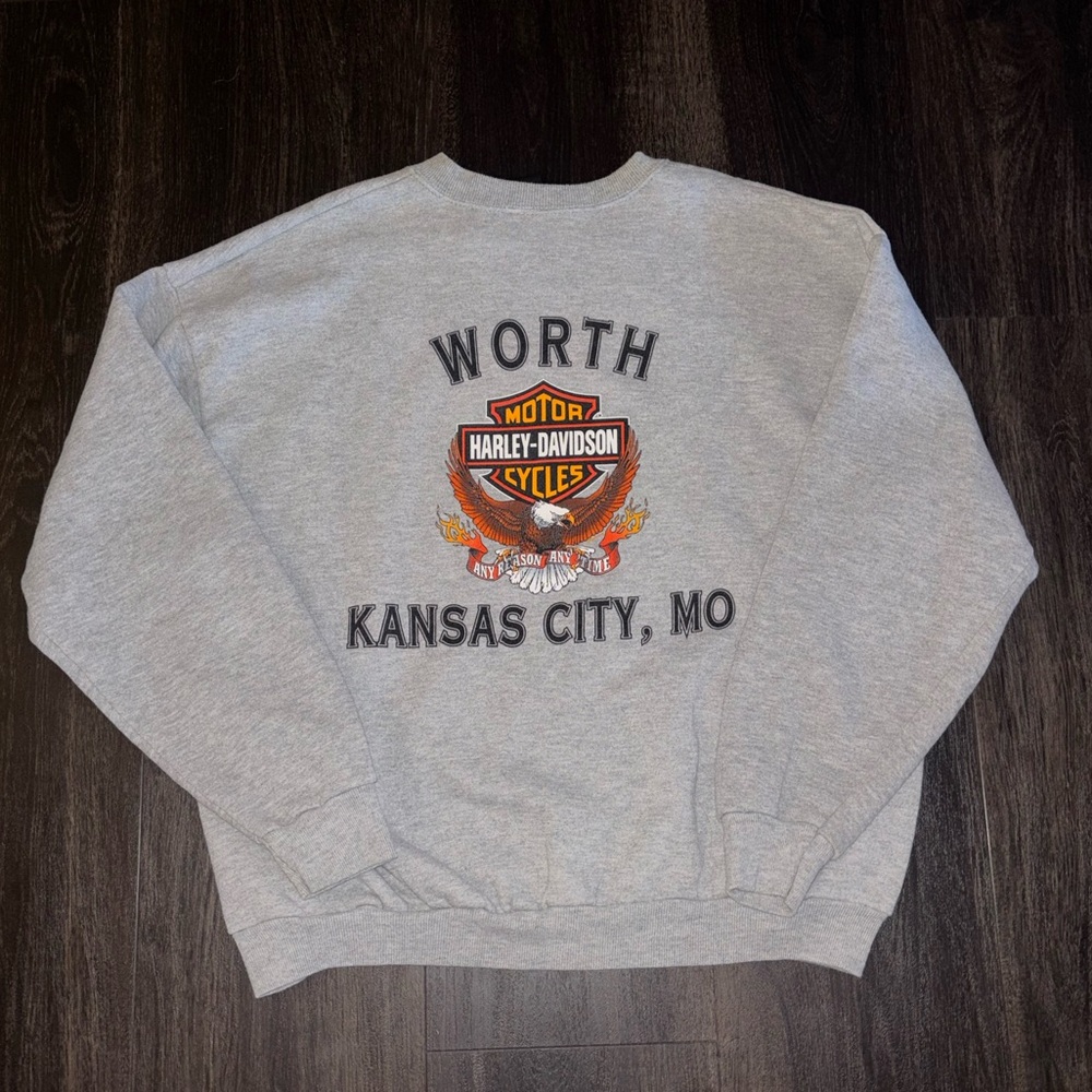 Vintage 1997 Harley Davidson 95th Anniversary Worth Kansas City Biker Crewneck - Picture 3 of 4
